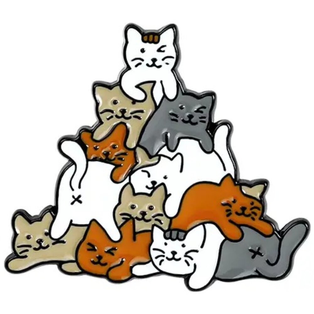 Cat Kitten Pile Enamel Pin Brooch NWOT